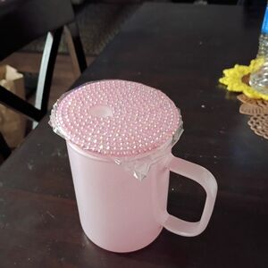 Pink Beaded Mug Cover